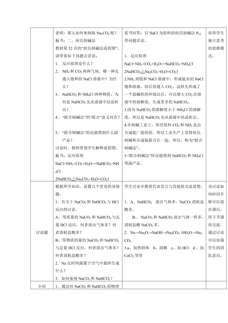 化学：222《碳酸钠的性质与应用》教案苏教版必修1_第4页