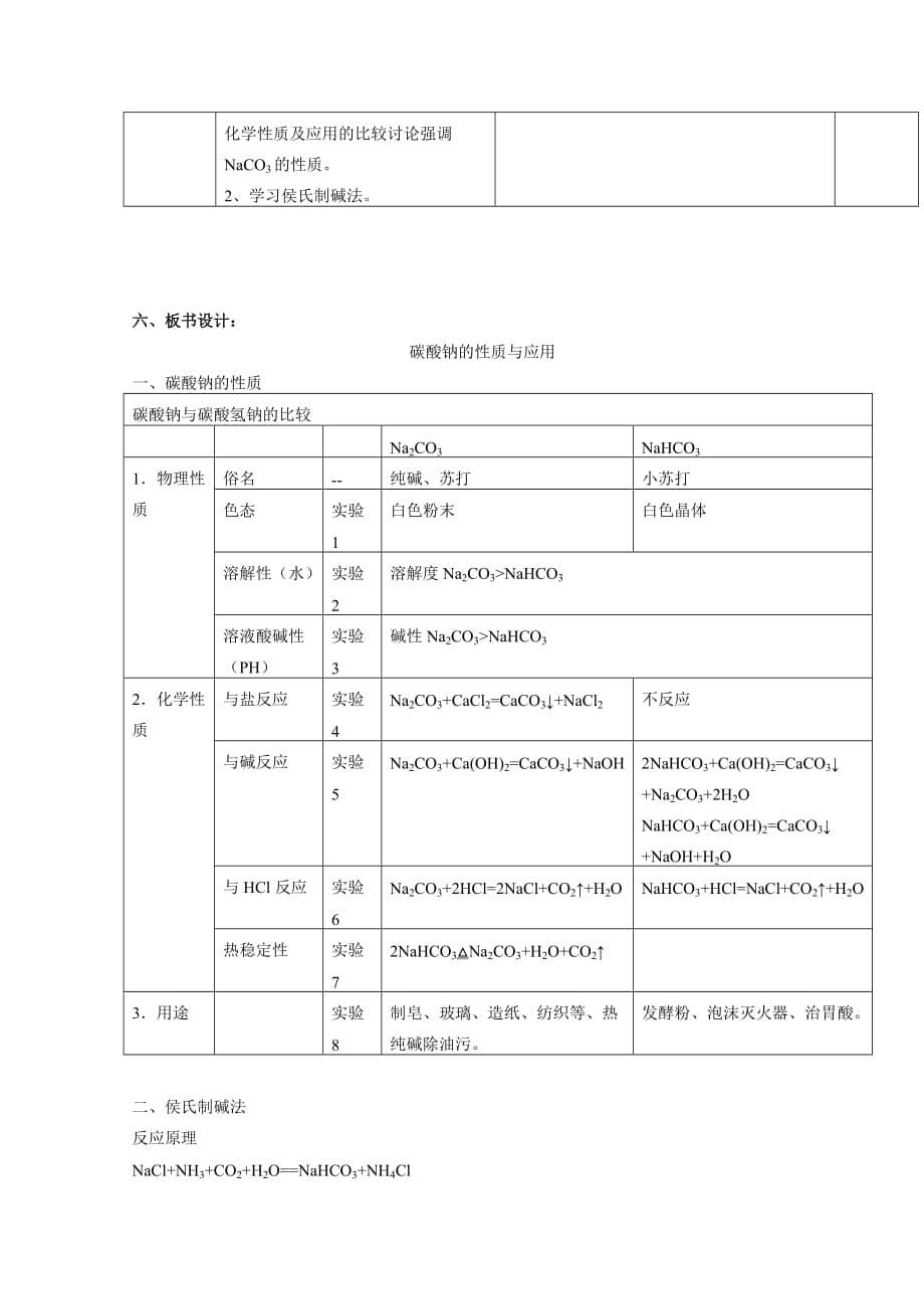 化学：222《碳酸钠的性质与应用》教案苏教版必修1_第5页