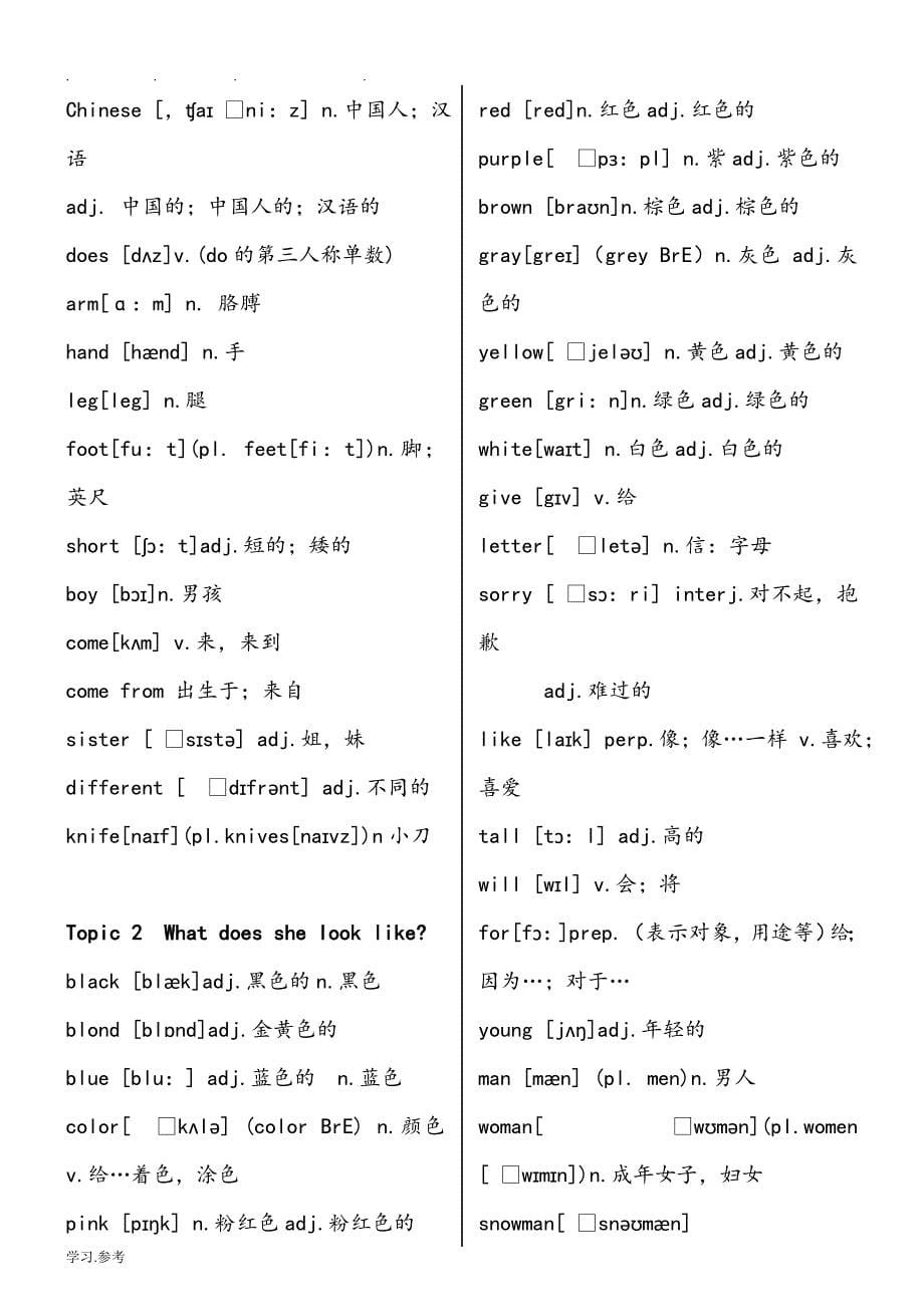 仁爱版七年级（上册）各单元词汇表_第5页