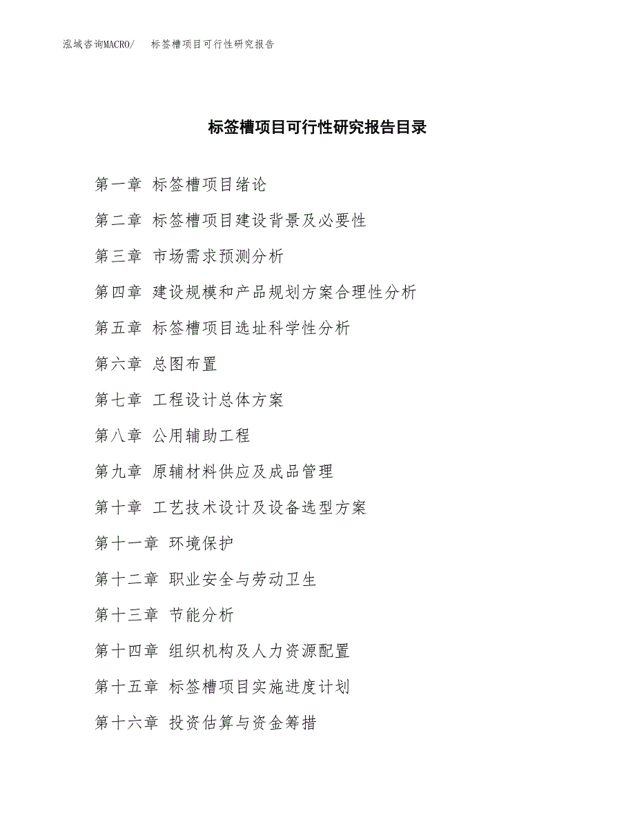 标签槽项目可行性研究报告参考大纲目录及重点难点分析_第4页