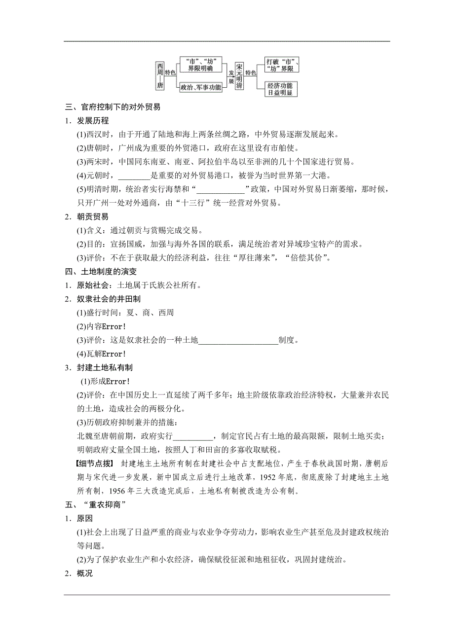 高三历史一轮复习学案：第16讲 古代商业的发展和经济政策（人教必修2）_第2页