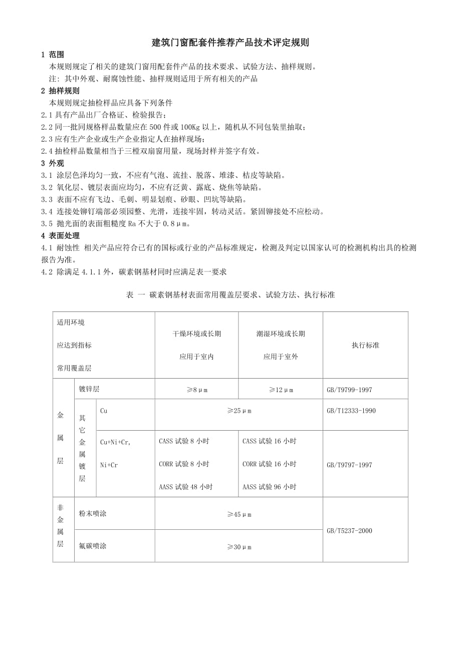 建筑门窗配套件推荐产品技术评定规则_第1页