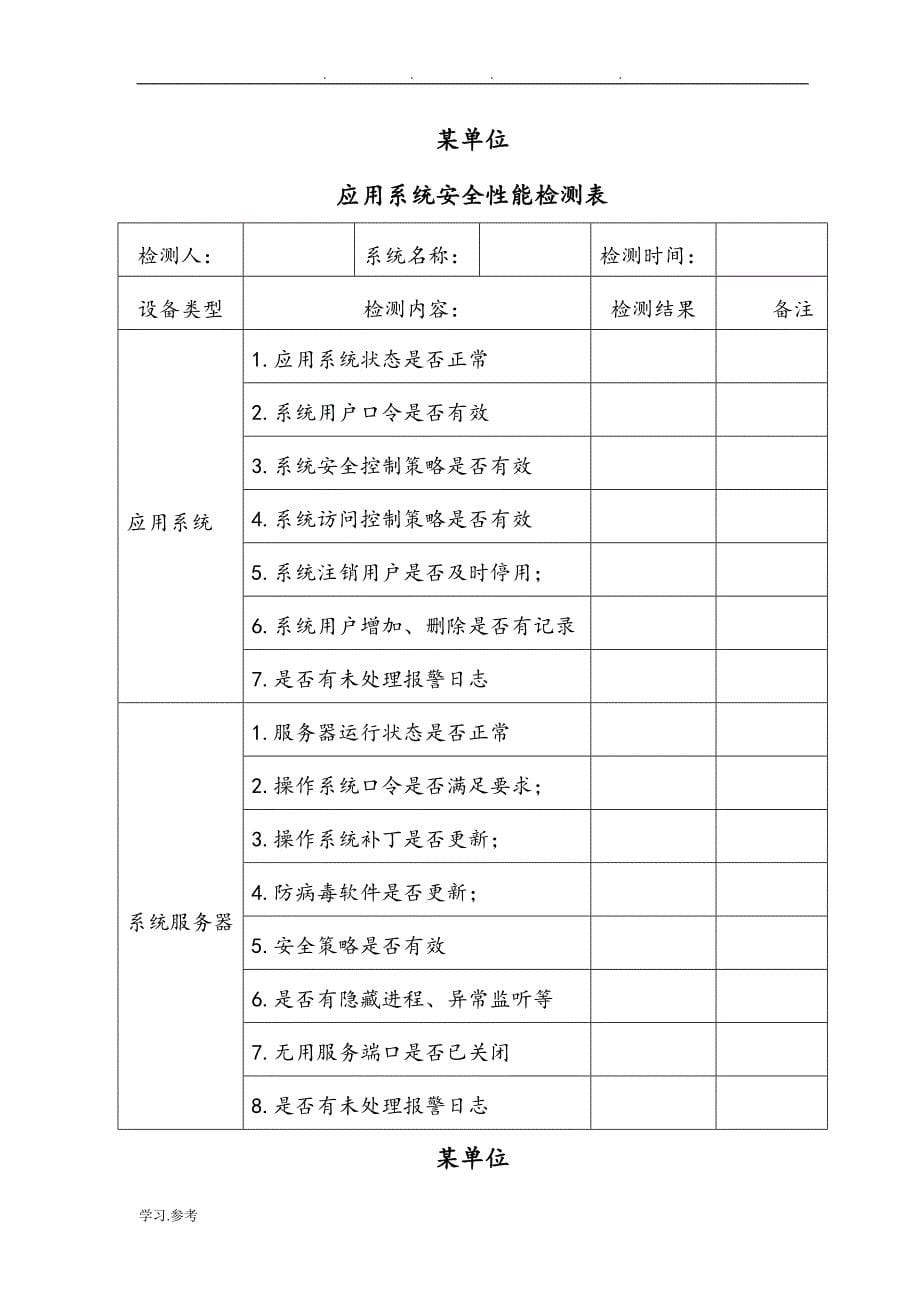 信息系统监督检查制度与巡检记录表格模板_第5页