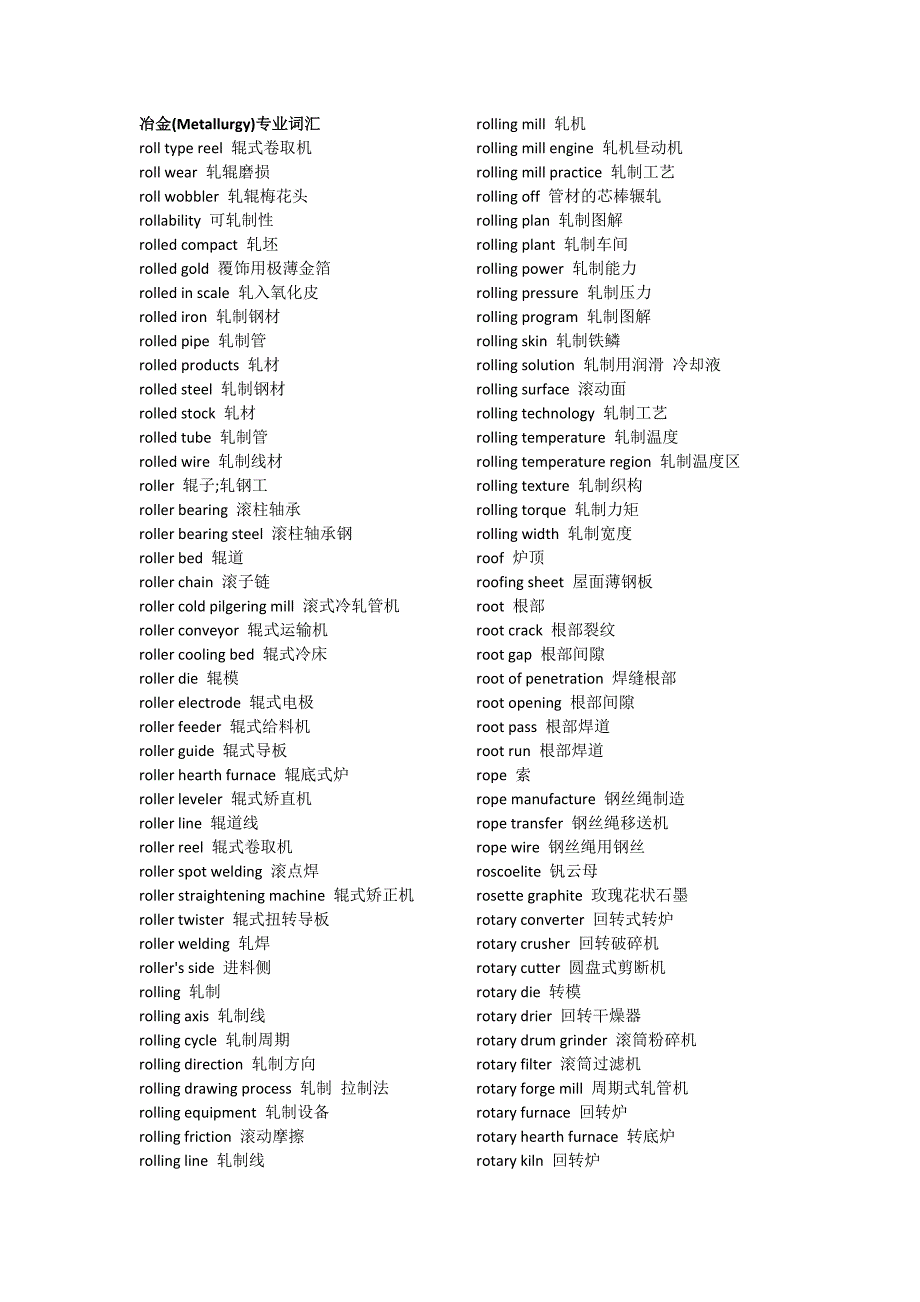 冶金词汇中英文概要_第1页
