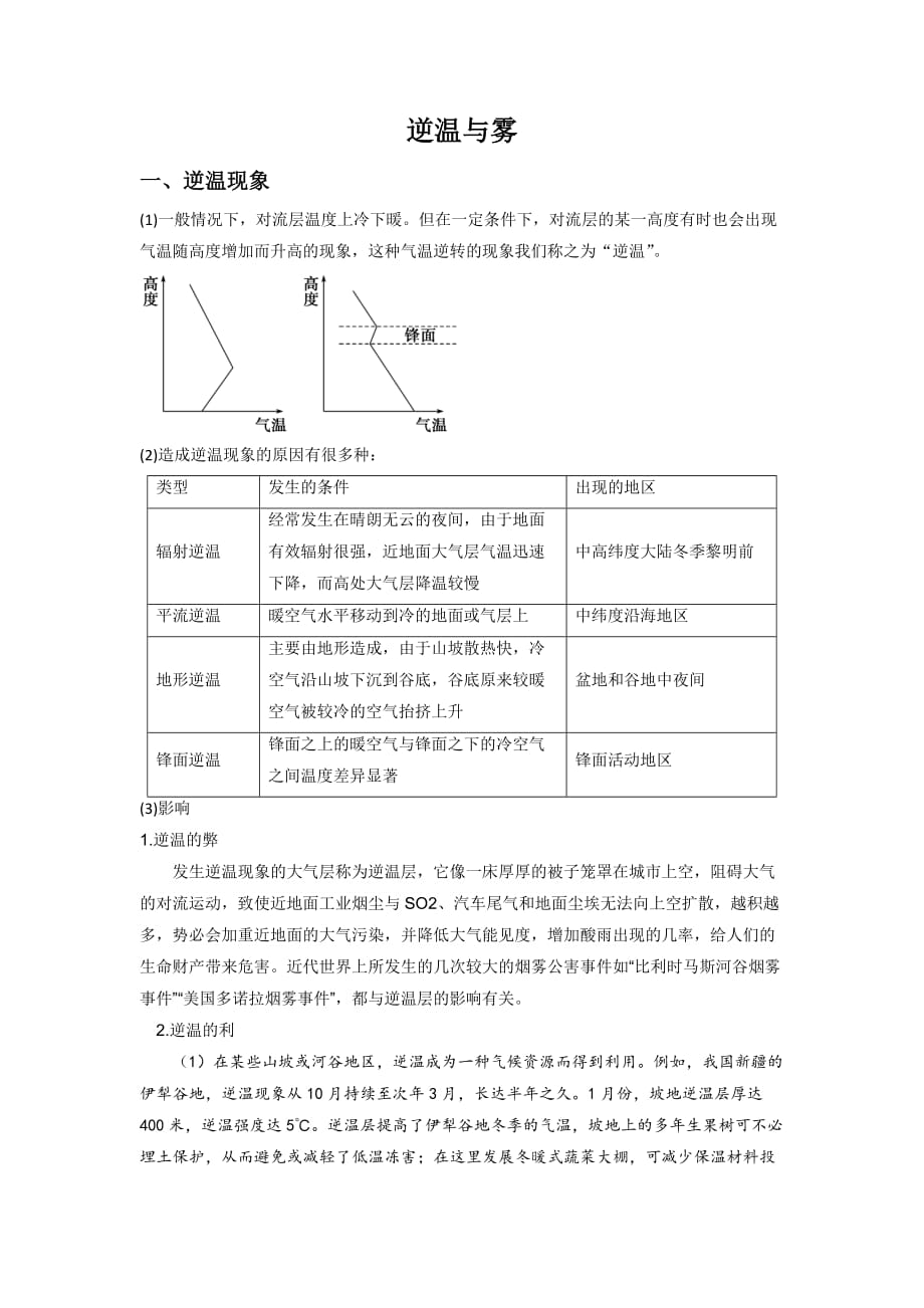 逆温与雾专题复习_第1页