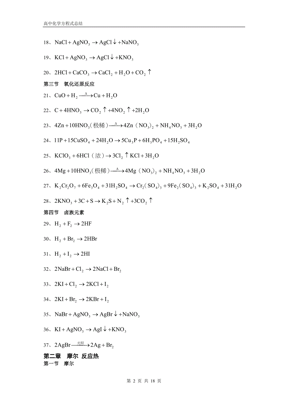 高中化学方程式大全绝对全883-kb_第2页