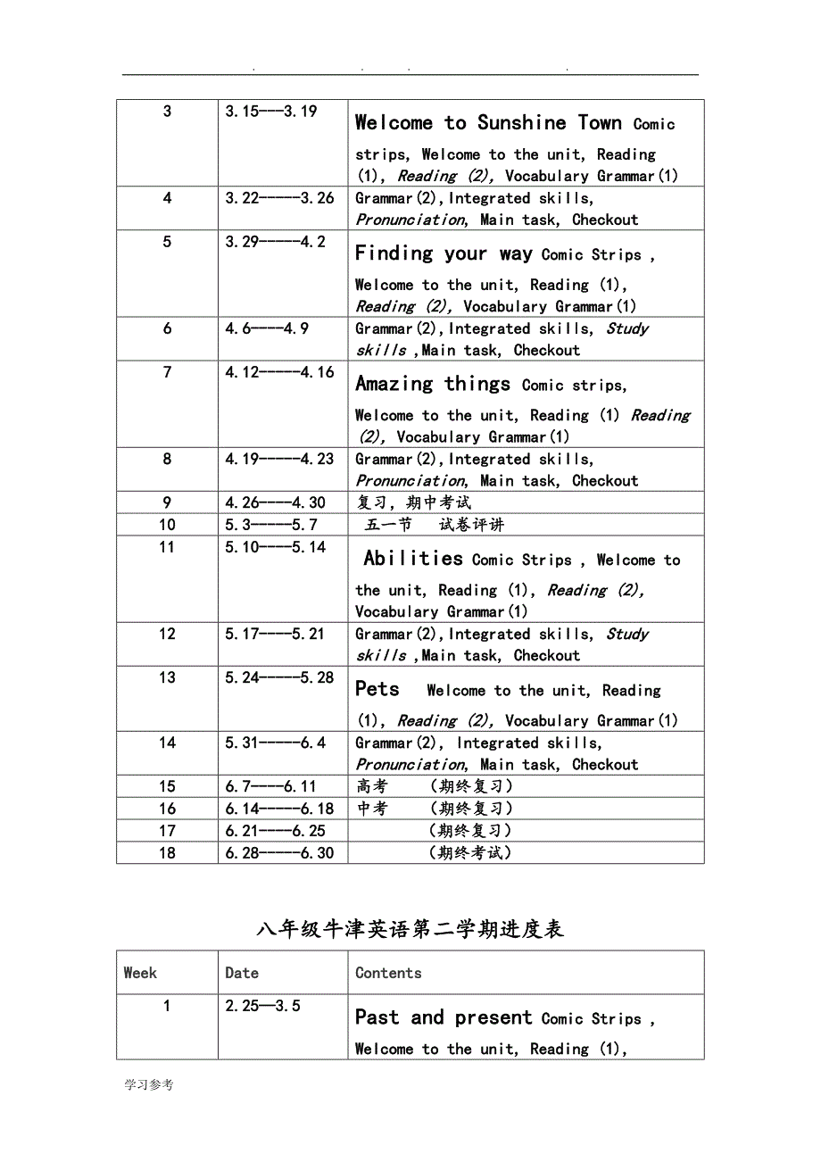 2010春学年苏版语文七年级下教学计划进度表_第3页