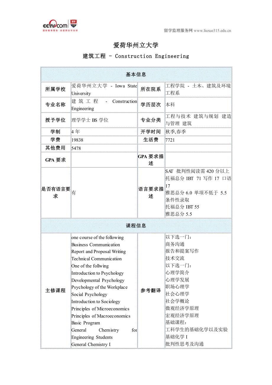 爱荷华州立大学建筑工程本科专业_第1页