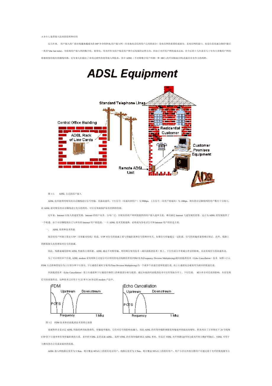 adsl宽带接入技术的原理和应用_第1页