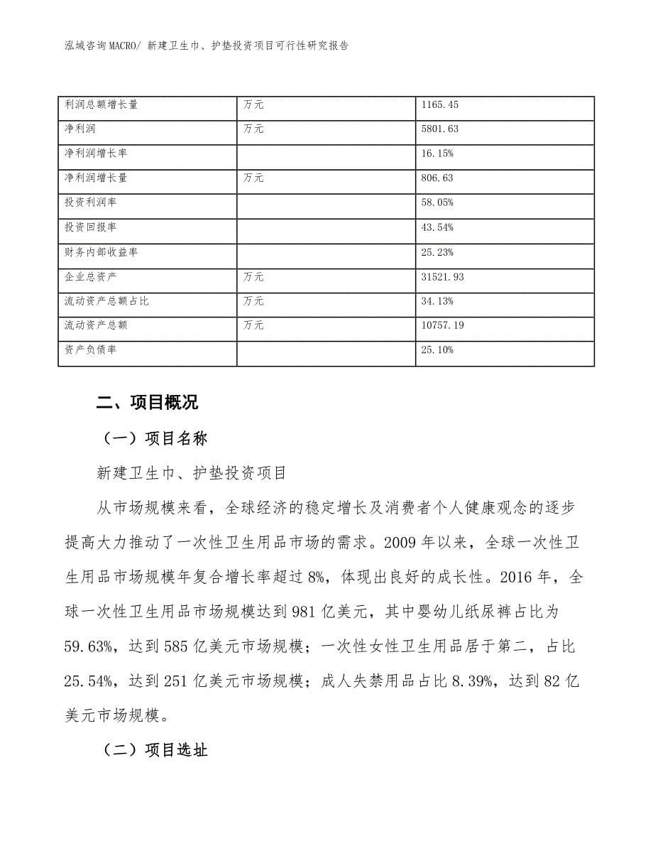 新建卫生巾、护垫投资项目可行性研究报告.docx_第5页