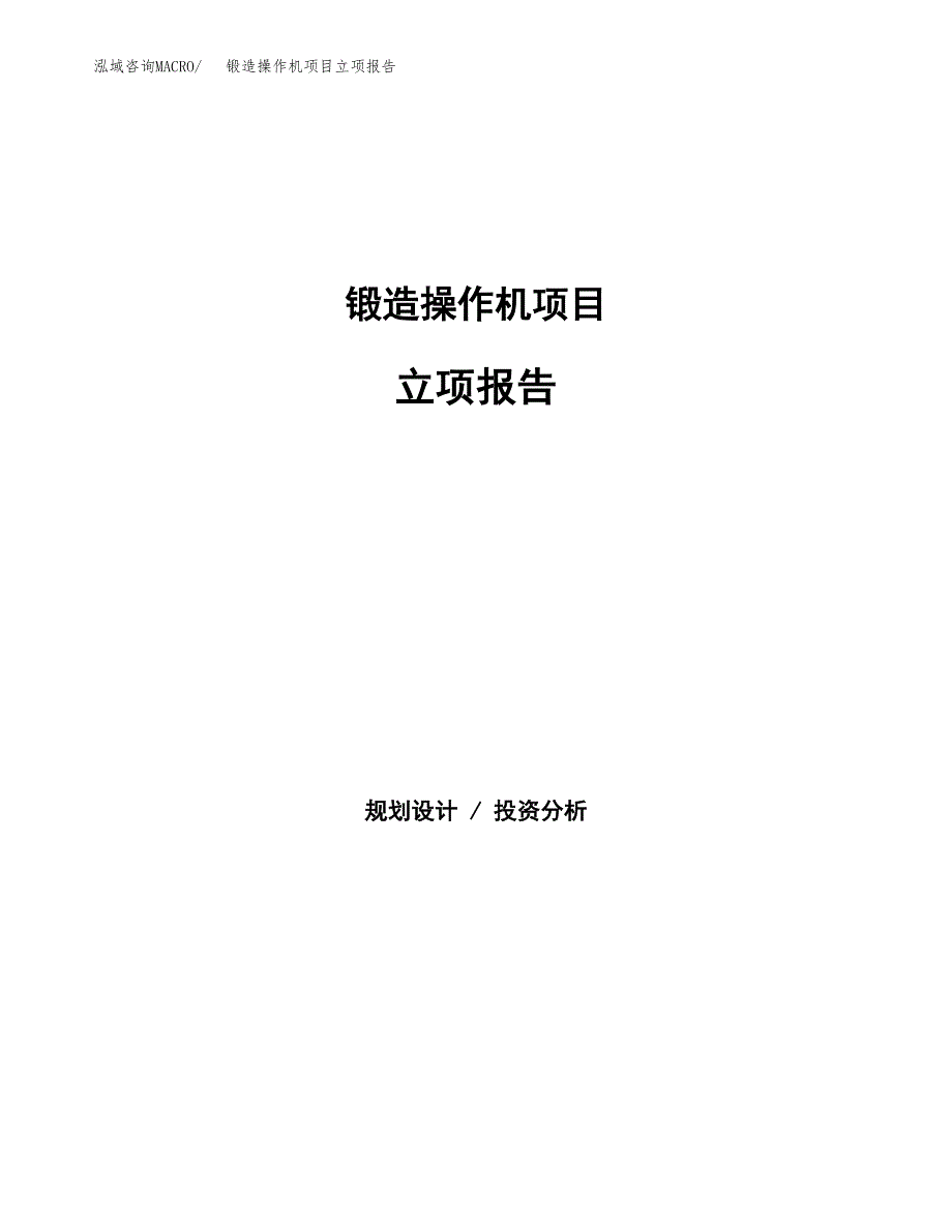 锻造操作机项目立项报告(参考模板及重点内容).docx_第1页