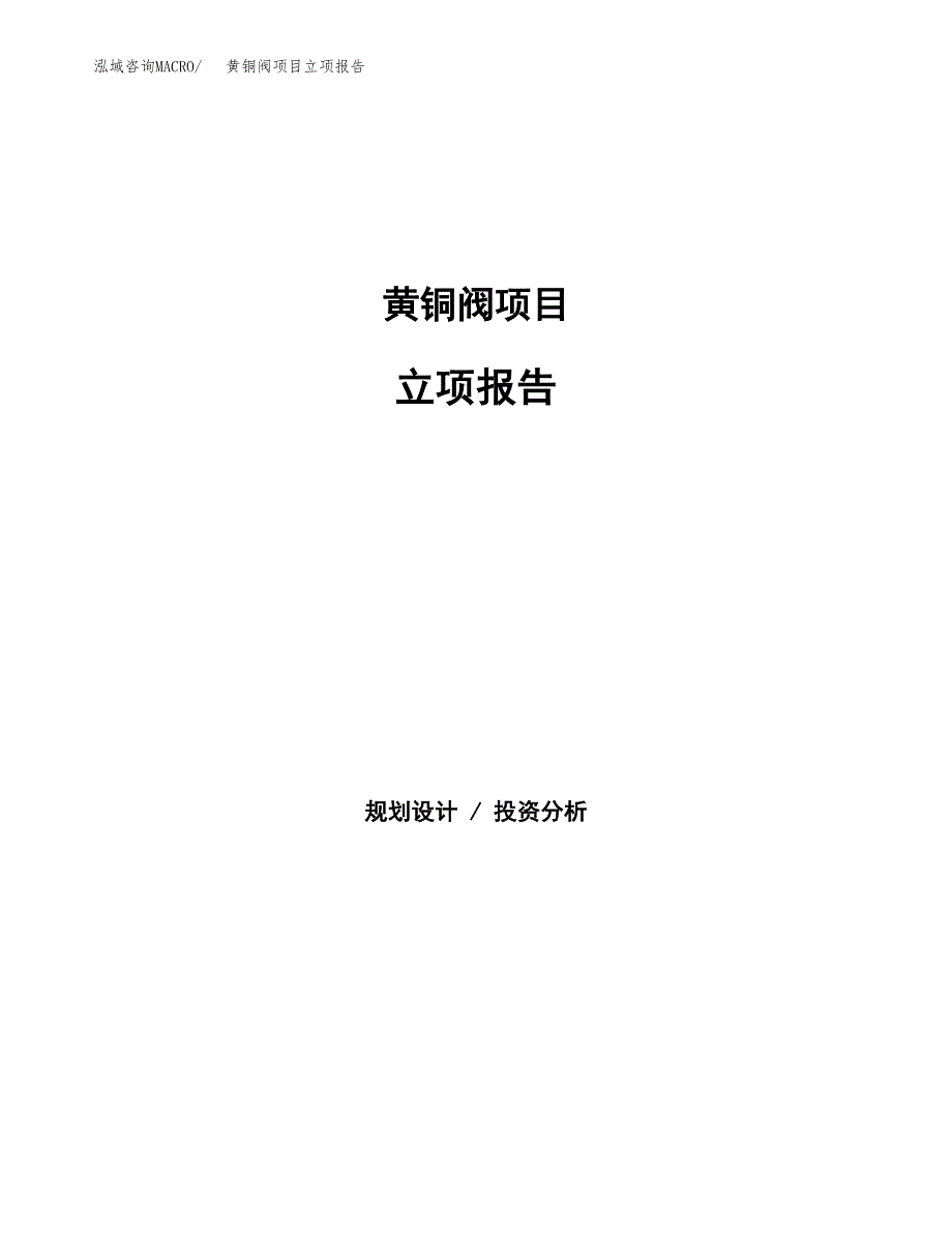 黄铜阀项目立项报告(参考模板及重点内容).docx_第1页