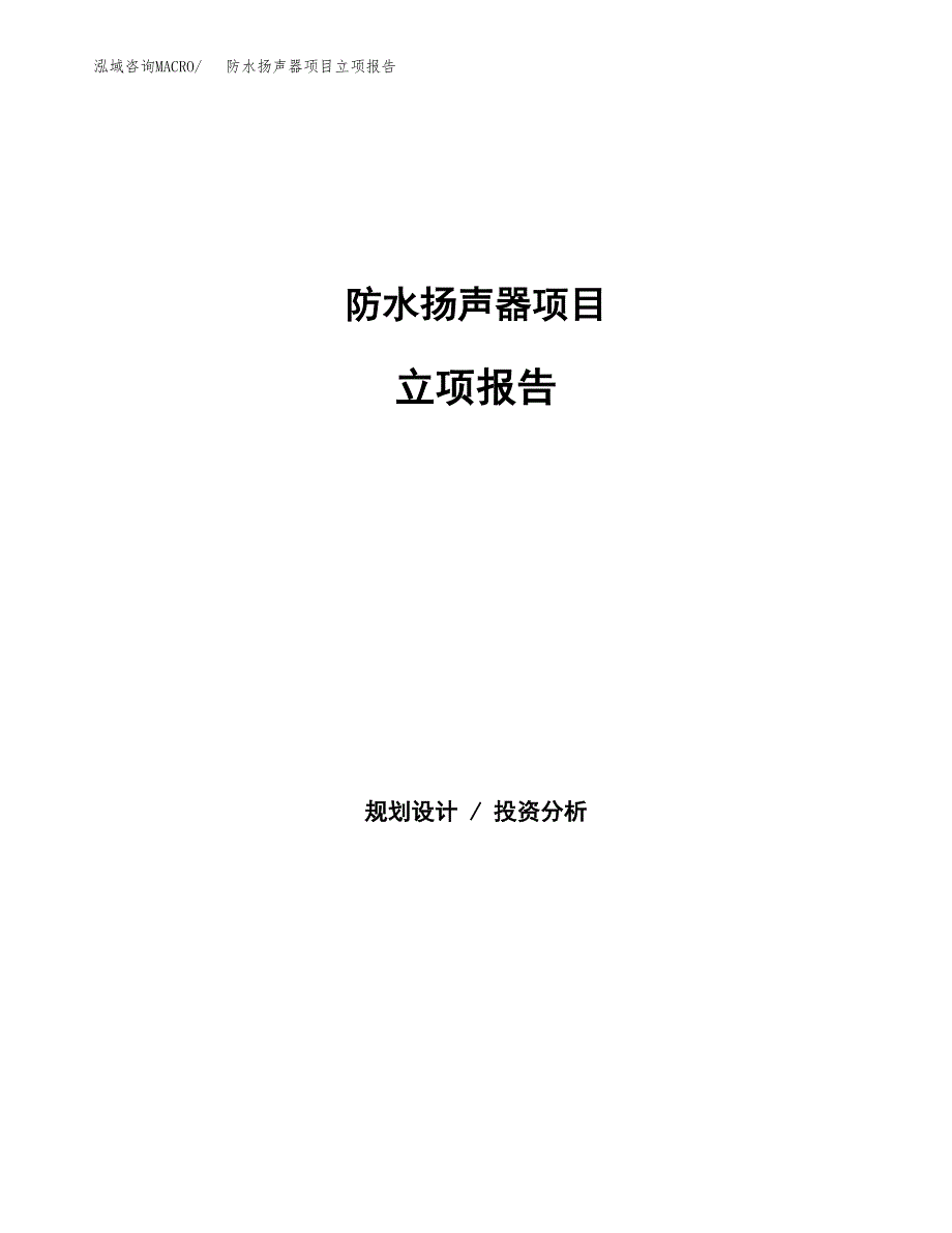 防水扬声器项目立项报告(参考模板及重点内容).docx_第1页