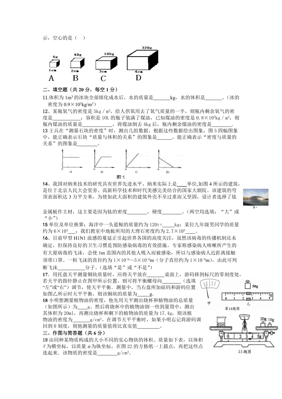 人教版物理第十一章多彩的物质世界单元试题_第2页