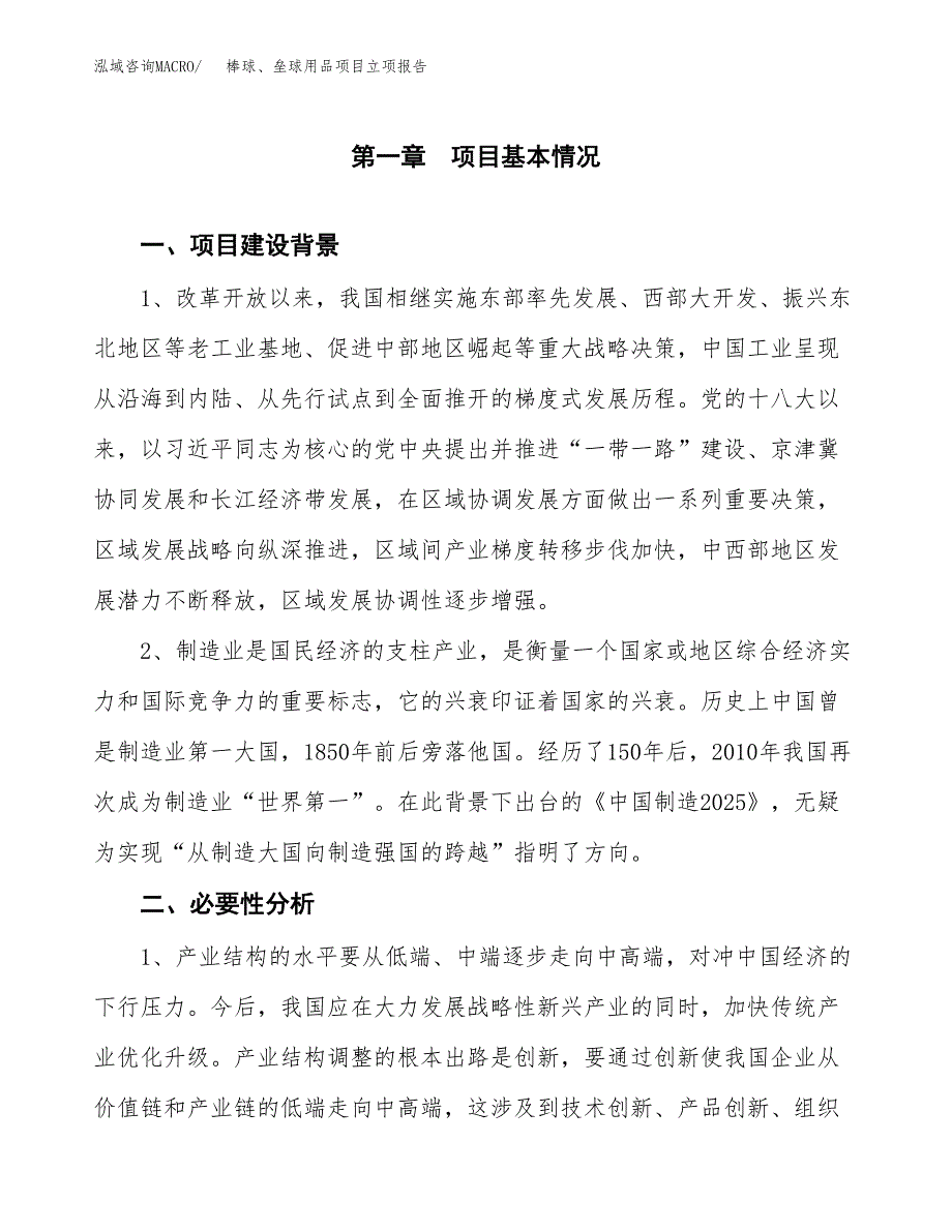 棒球、垒球用品项目立项报告(参考模板及重点内容).docx_第2页