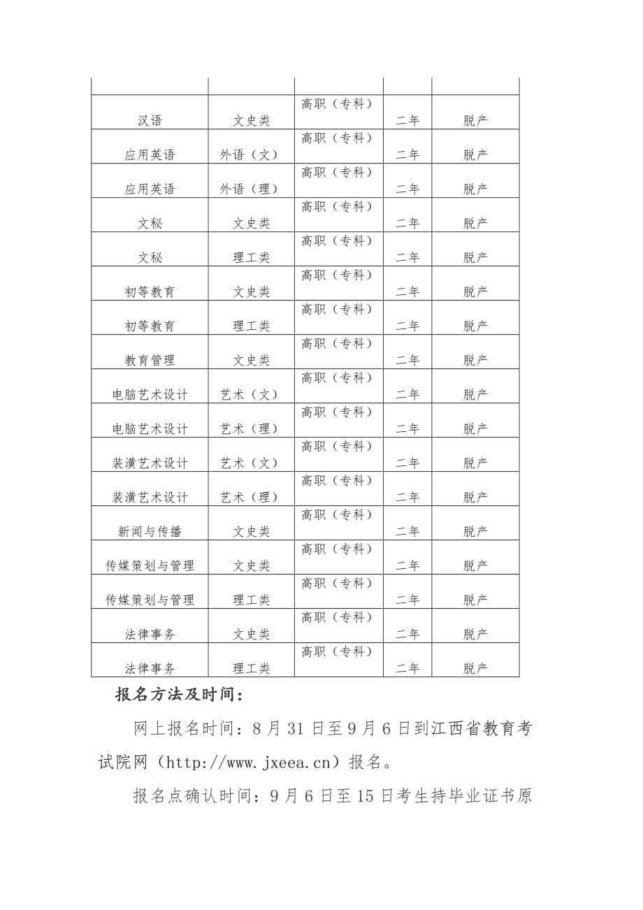 江西广播电视大学2017年度成人高等教育招生简章_第5页