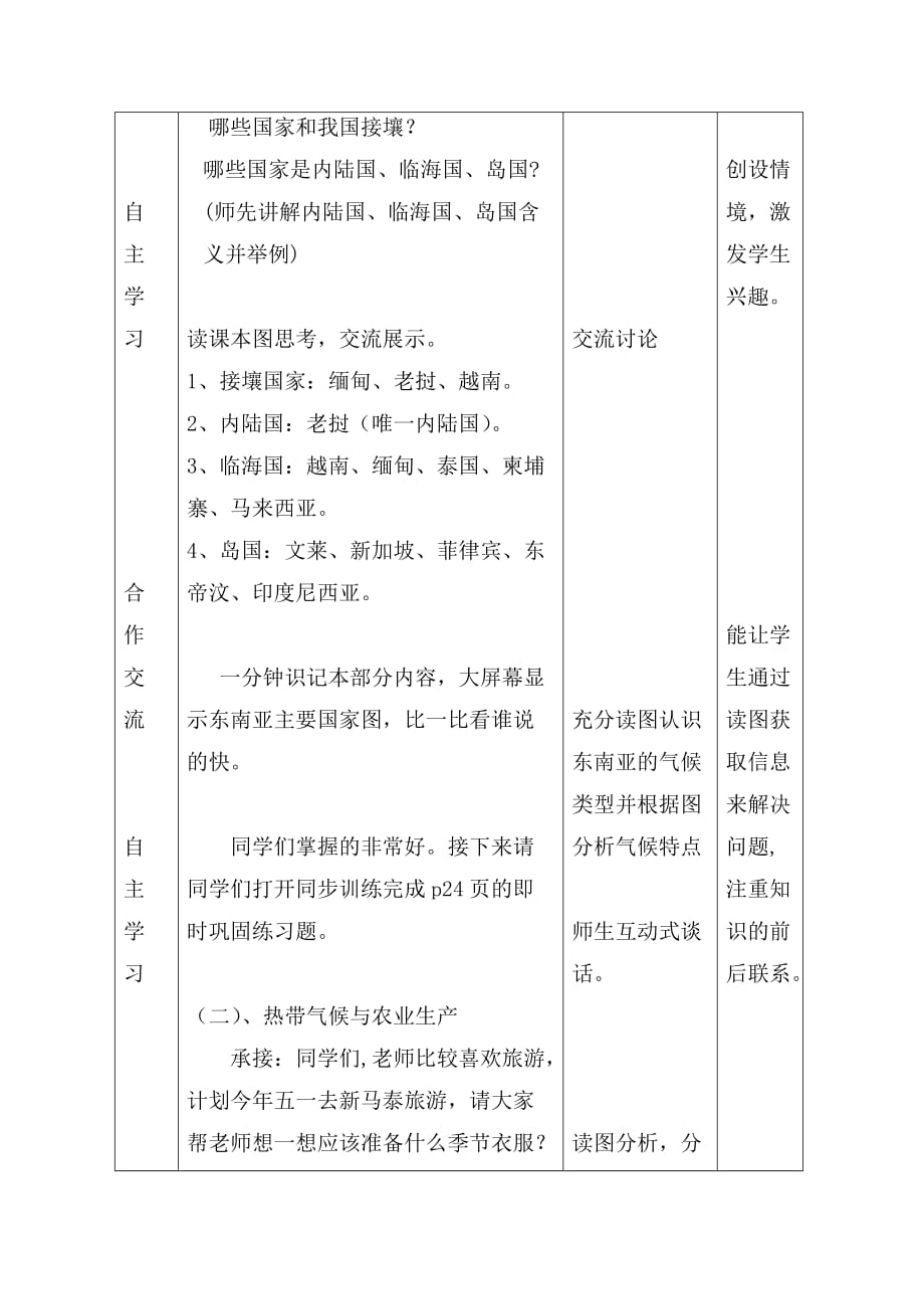 人教版七年级下册地理第七章第二节东南亚教学设计_第4页