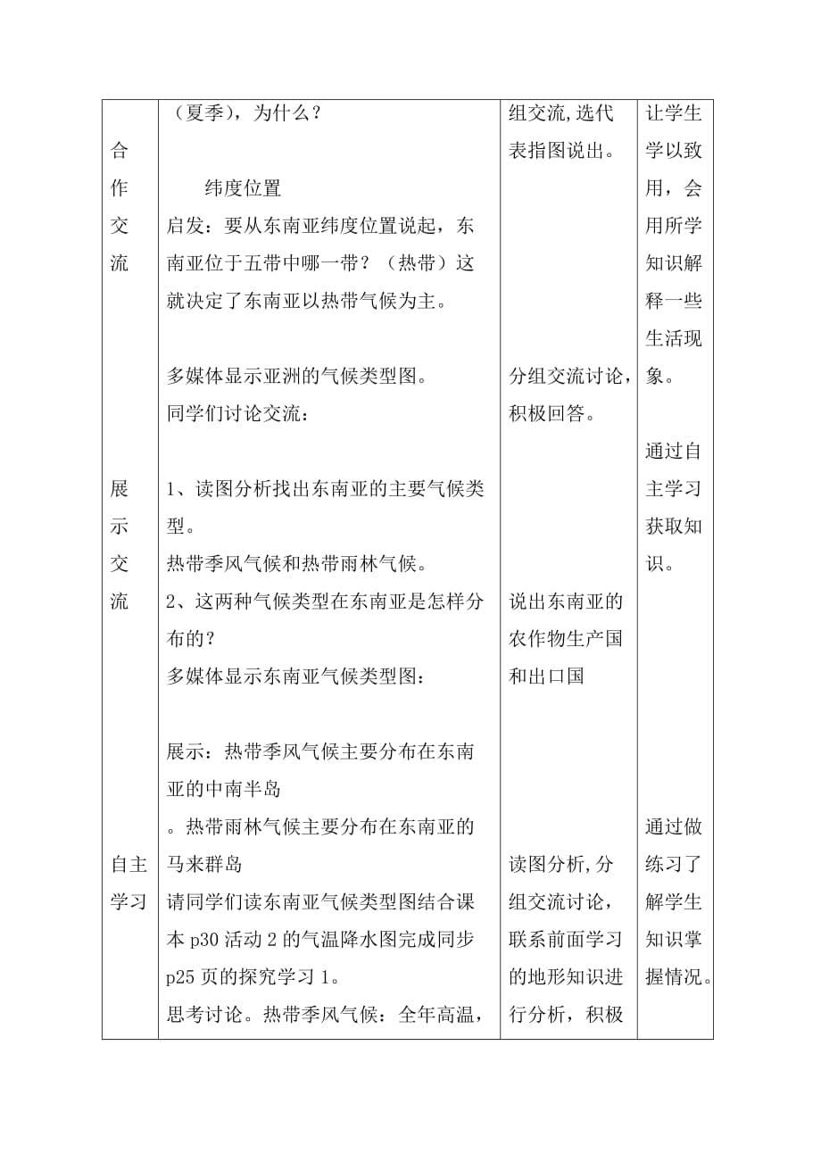 人教版七年级下册地理第七章第二节东南亚教学设计_第5页