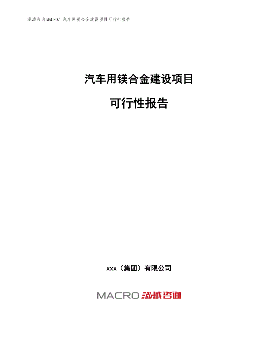 汽车用镁合金建设项目可行性报告.docx_第1页