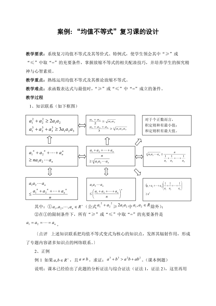 案例均值不等式复习课设计_第1页