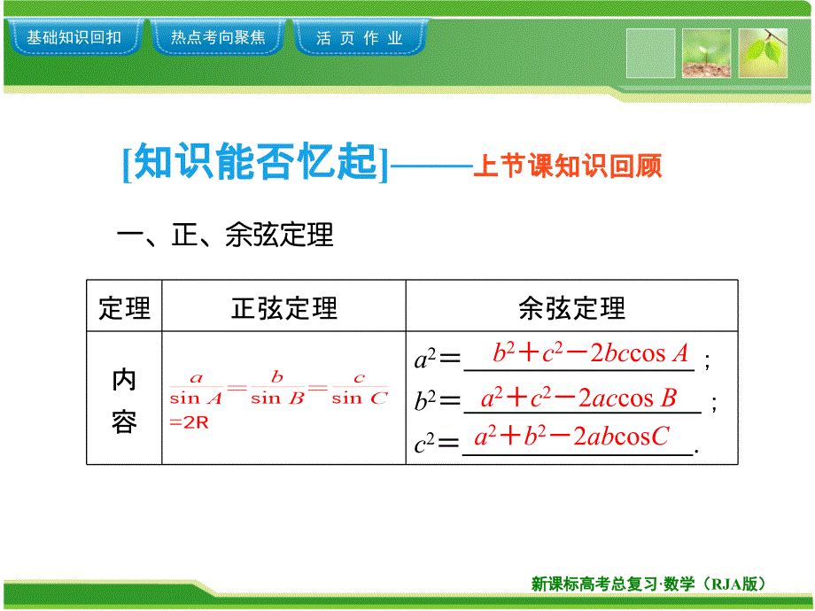 正弦定理和余弦定理复习(公开课课件)-ppt课件.ppt_第2页