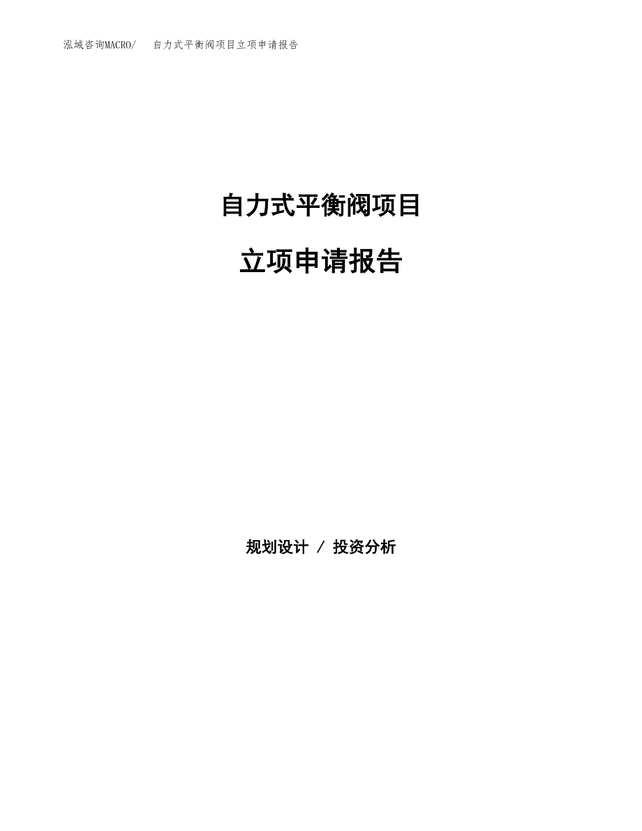 自力式平衡阀项目立项申请报告（总投资17000万元）.docx_第1页