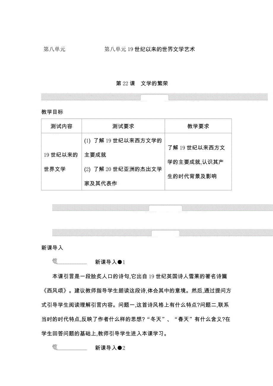 高二历史人教版必修3 学案：第22课　文学的繁荣 Word版含解析_第1页