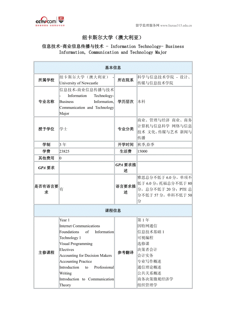 纽卡斯尔大学信息技术-商业信息传播与技术专业本科_第1页