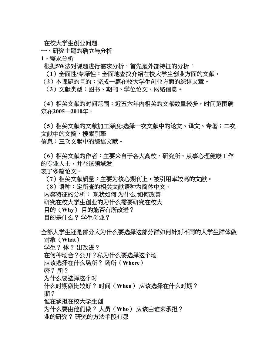 现代信息查询与利用报告在校大学生创业_第1页