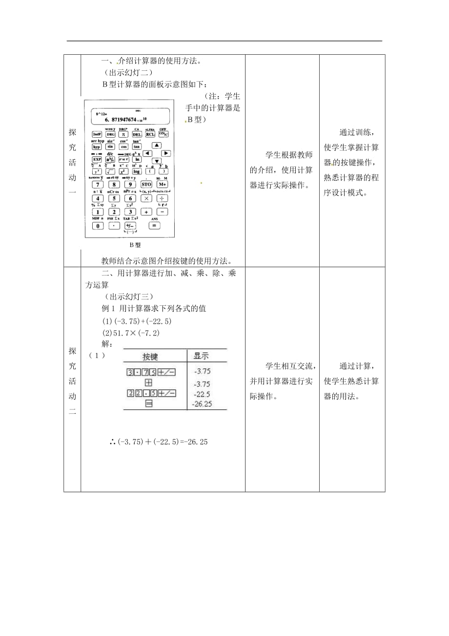 冀教初中数学七上《1.12计算器的使用》word教案 (1)_第2页