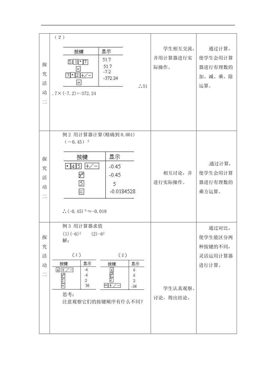 冀教初中数学七上《1.12计算器的使用》word教案 (1)_第3页