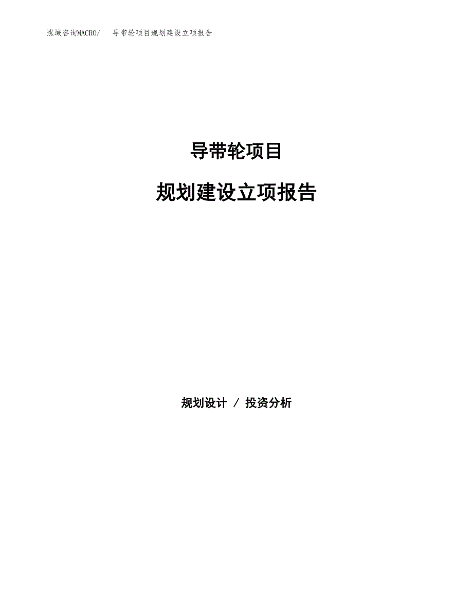 导带轮项目规划建设立项报告_第1页