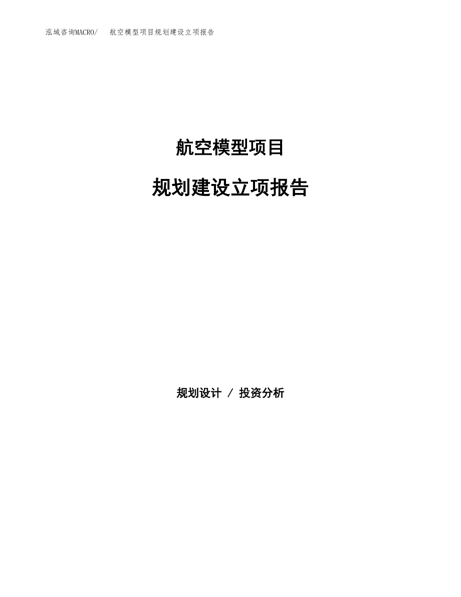 航空模型项目规划建设立项报告_第1页