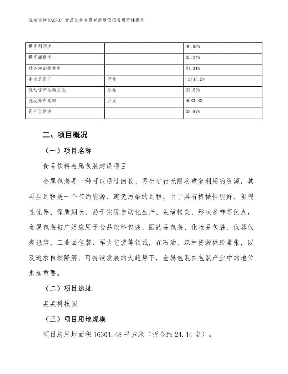 食品饮料金属包装建设项目可行性报告.docx_第5页