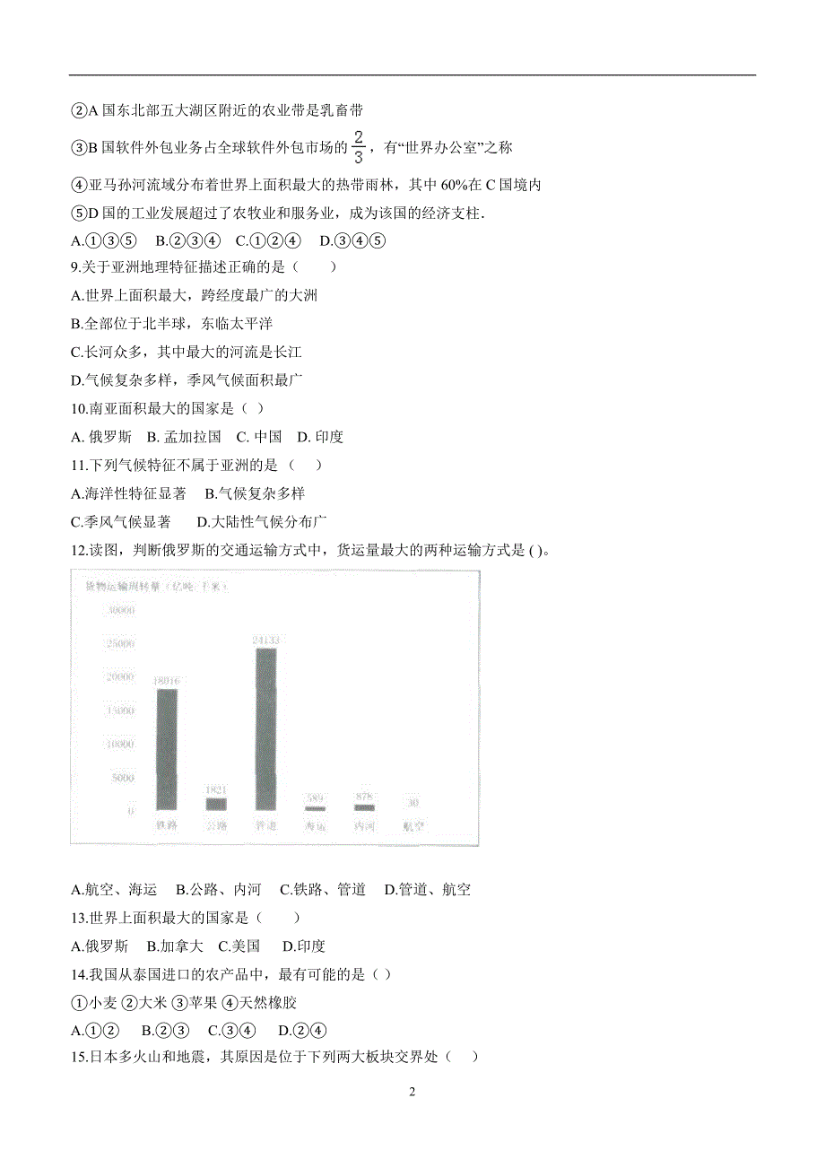 安徽省定远县育才学校17—18学年下学期七年级第一次月考地理试题（附答案）$833795 (2).doc_第2页