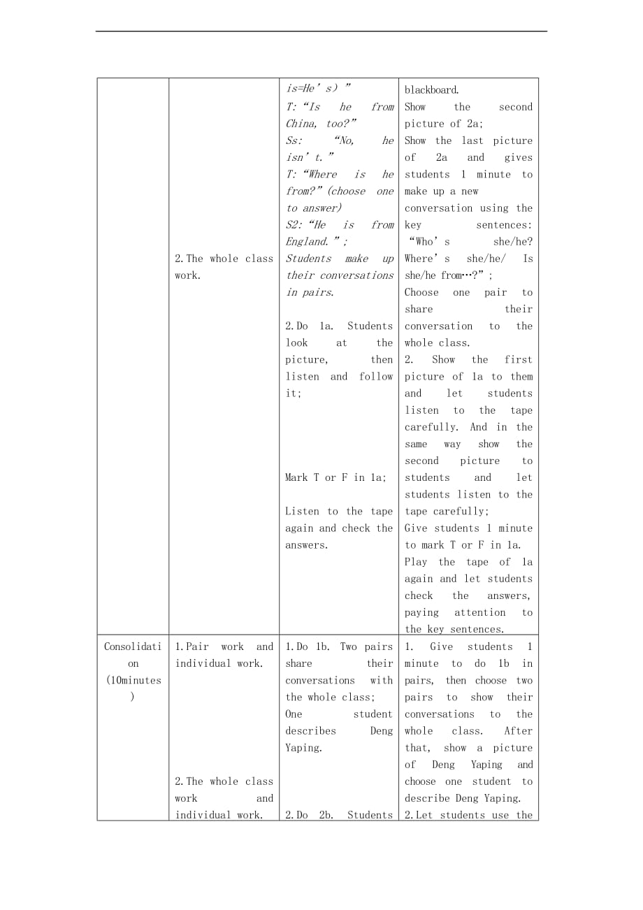 仁爱初中英语七上《Unit 1Topic 2 Where are you fromB》word教案 (1)_第3页