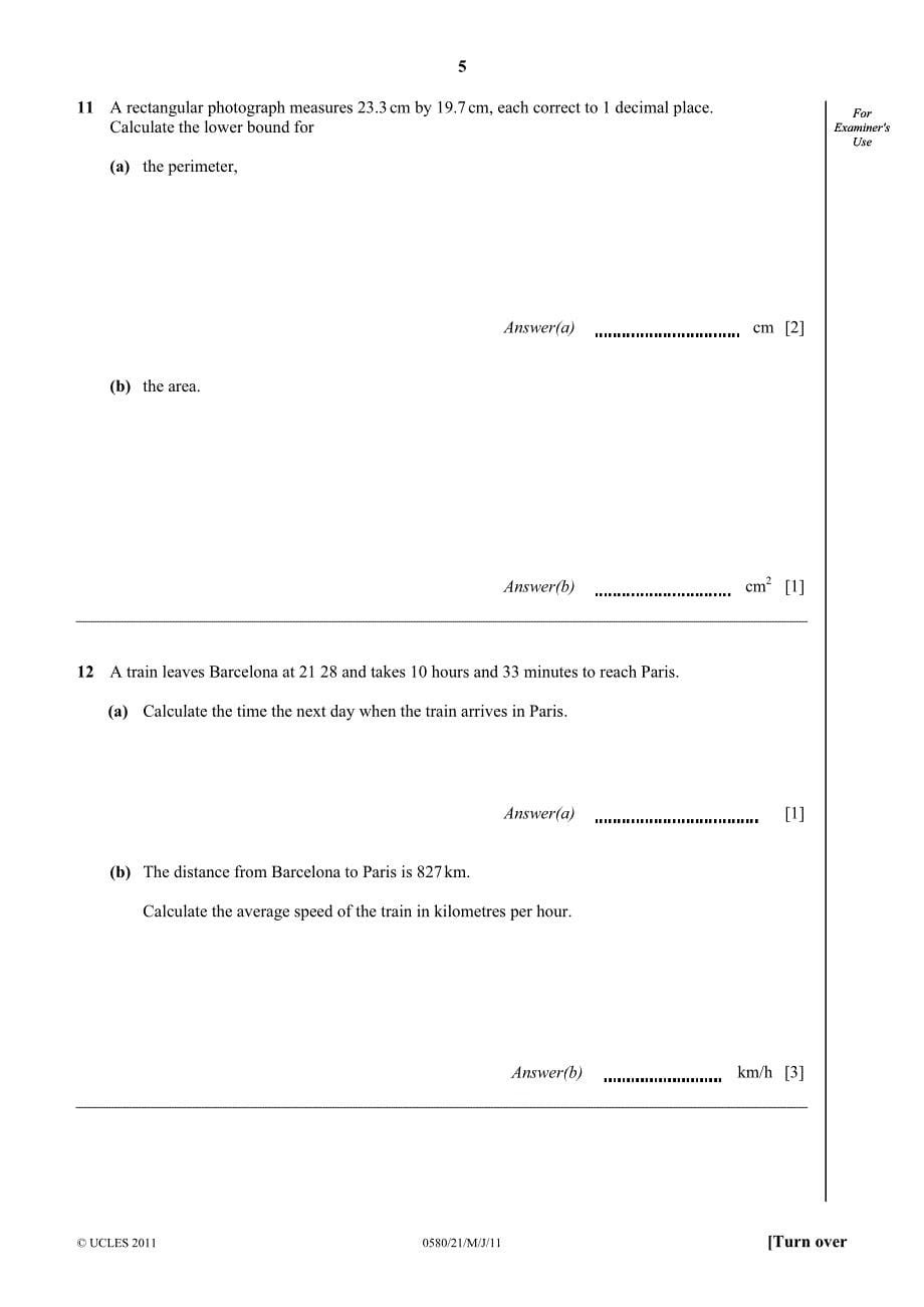 2011年Alevel数学试卷真题资料_第5页