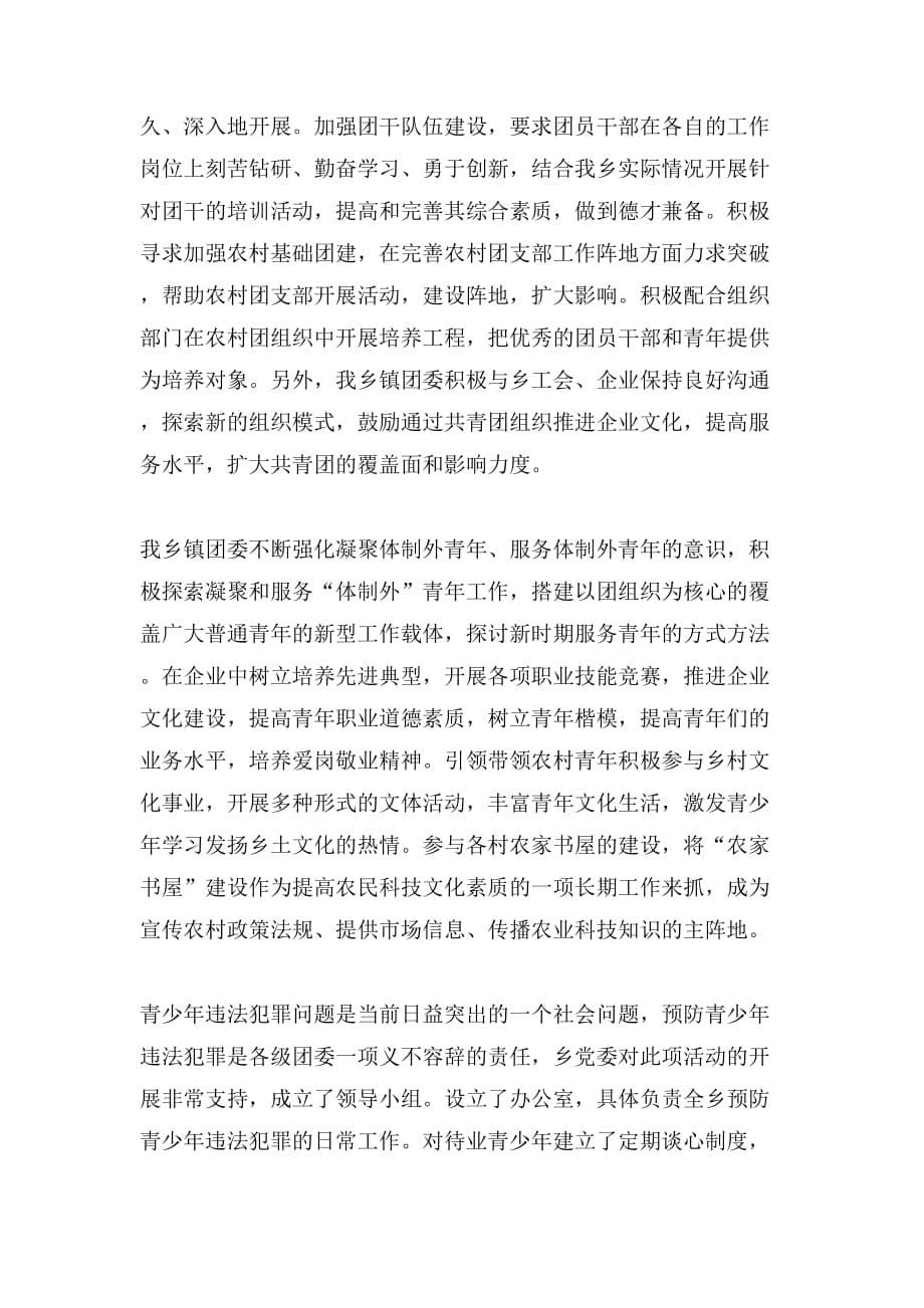 2019年镇团委书记个人述职报告_第5页