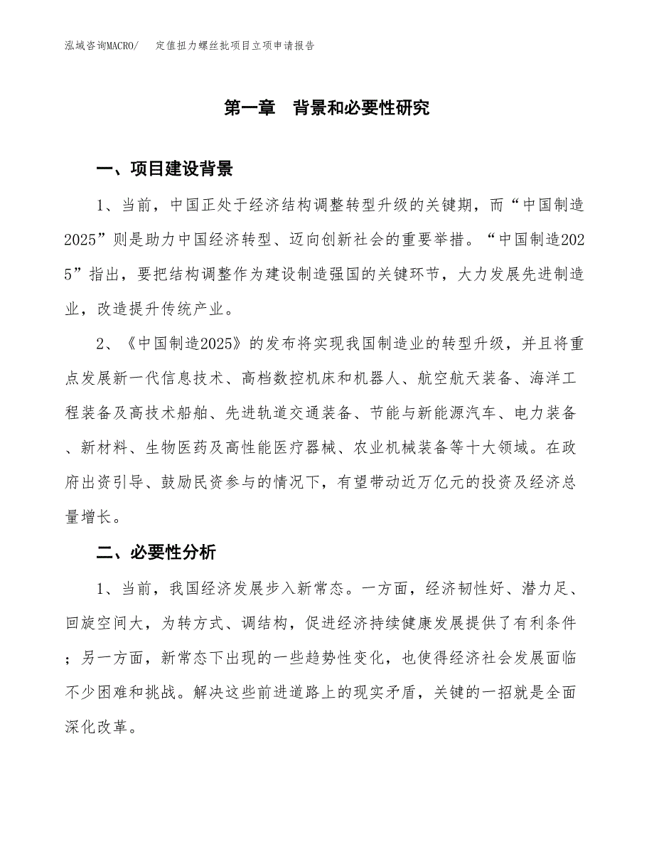 定值扭力螺丝批项目立项申请报告（总投资16000万元）.docx_第2页