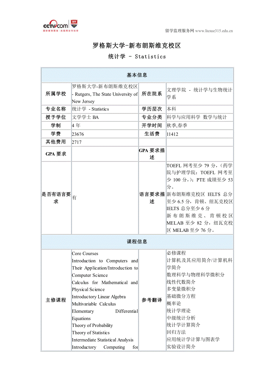 罗格斯大学-新布朗斯维克校区统计学硕士_第1页