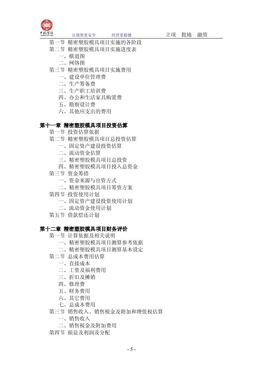 精密塑胶模具项目可行性研究报告_第5页