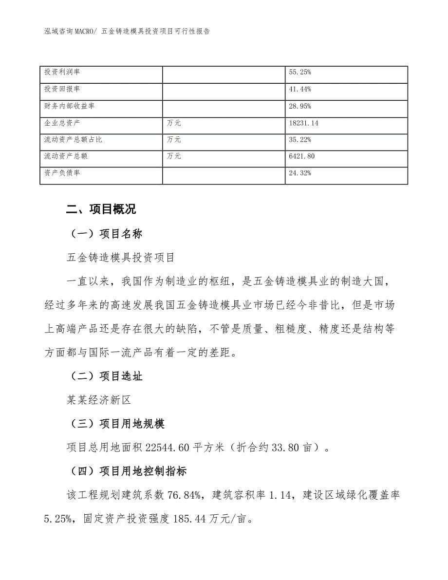 五金铸造模具投资项目可行性报告.docx_第5页