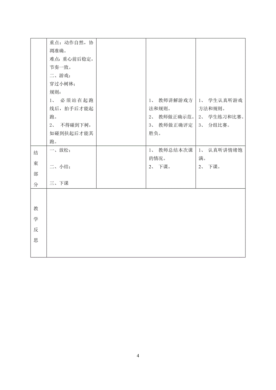 小学体育三年级教案表格_第4页