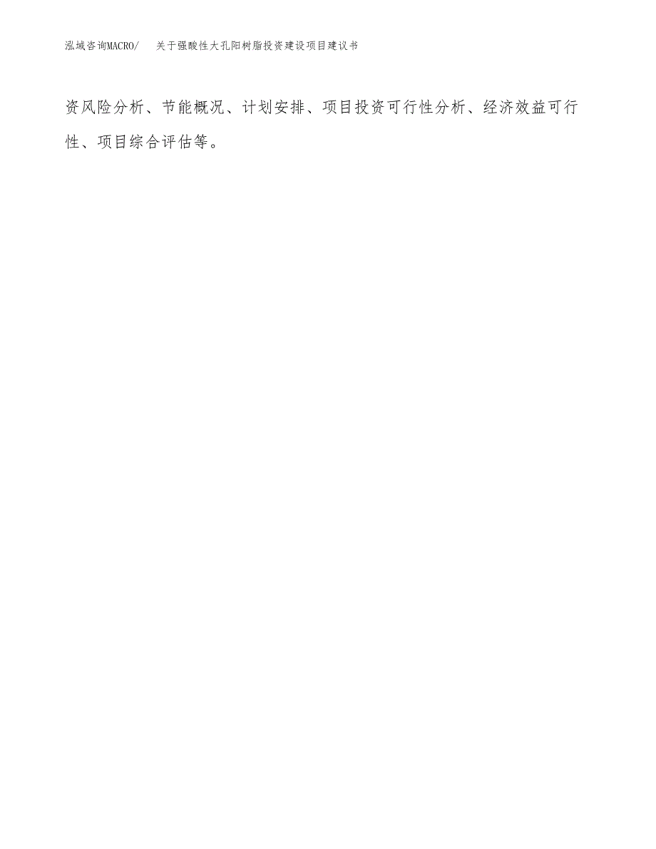 关于强酸性大孔阳树脂投资建设项目建议书范文（总投资6000万元）.docx_第2页