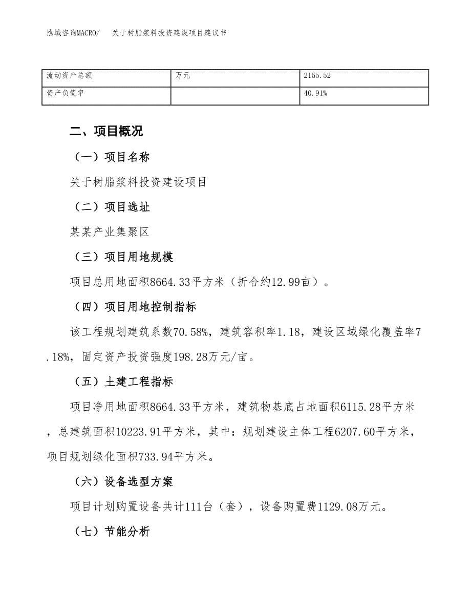 关于树脂浆料投资建设项目建议书范文（总投资3000万元）.docx_第5页