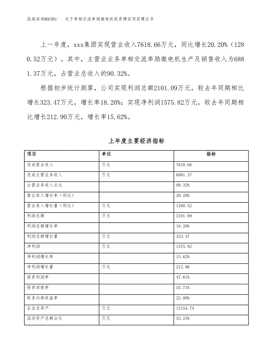 关于单相交流串励微电机投资建设项目建议书范文（总投资5000万元）.docx_第4页