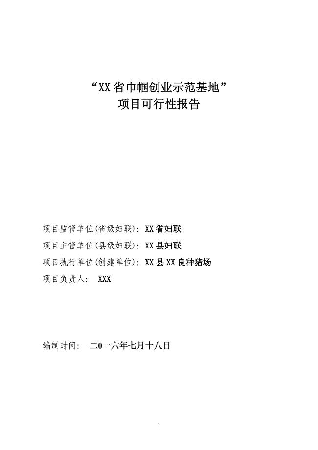 2016年巾帼创业示范项目申报材料