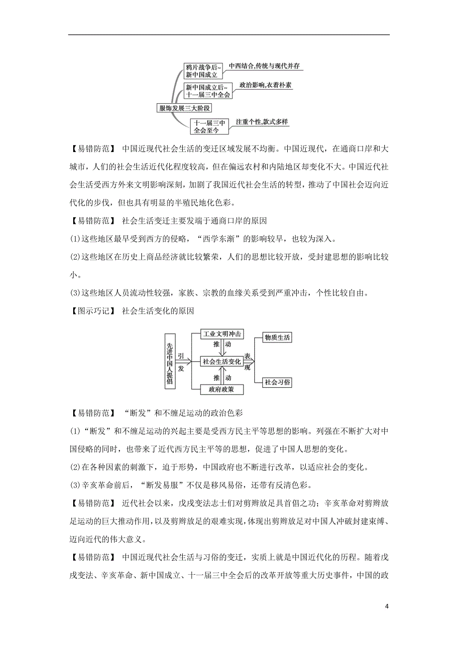 2017-2018学年高中历史 专题四 中国近现代社会生活的变迁 课时一 物质生活和社会习俗的变迁学案 人民版必修2_第4页