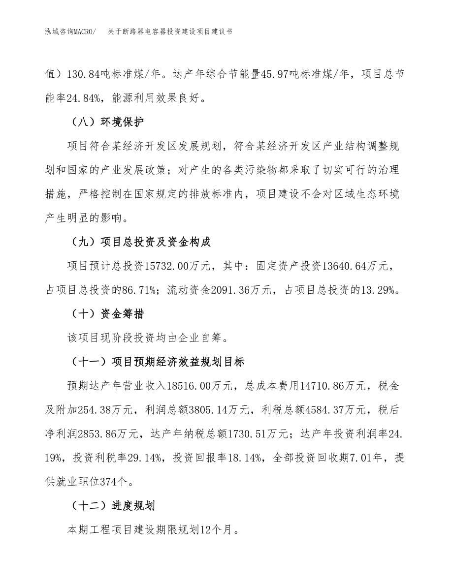 关于断路器电容器投资建设项目建议书范文（总投资16000万元）.docx_第5页