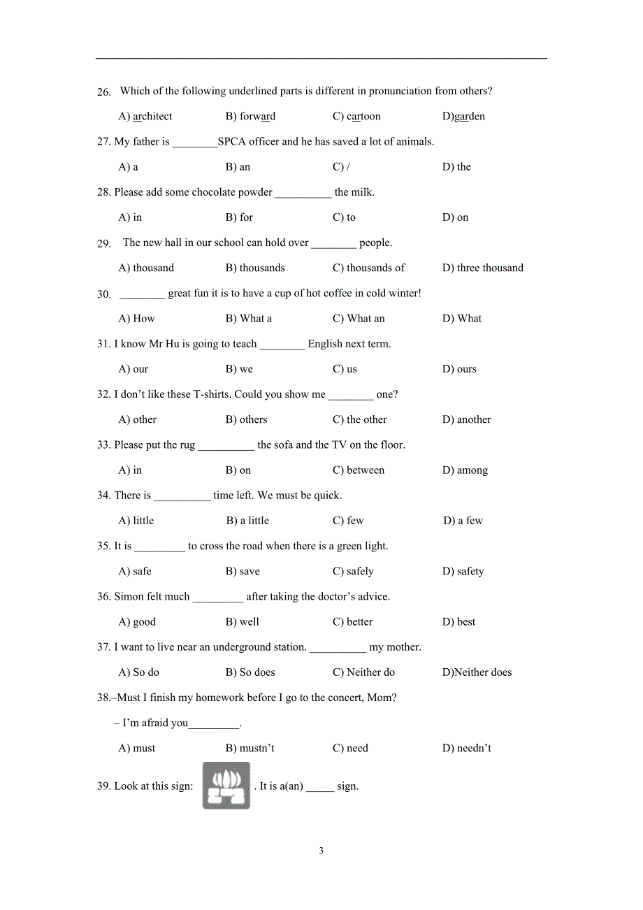 上海市普陀区（五四制）17—18学年上学期七年级期末考试英语试题（附答案）.doc_第3页